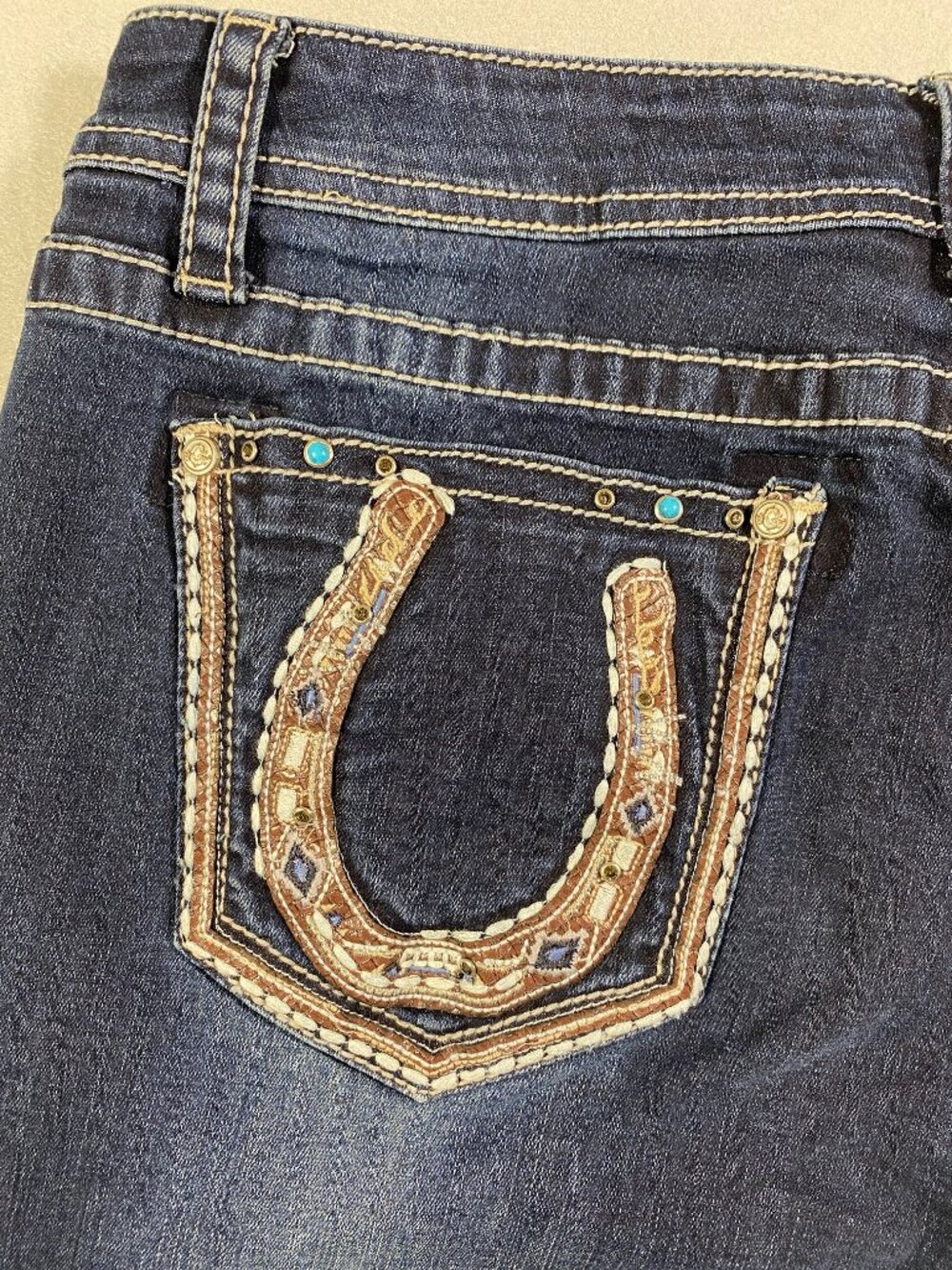 Grace in LA Easy Fit Bootcut Jeans Embroidered Horseshoe Womens Size 33 - Picture 7 of 16